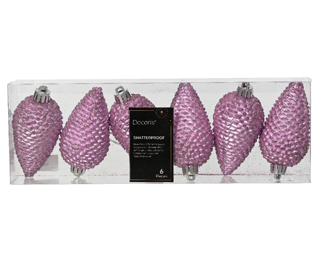 Set 6 globuri Pinecone Black, Decoris, 4.5x8 cm, plastic, mov - imagine 3